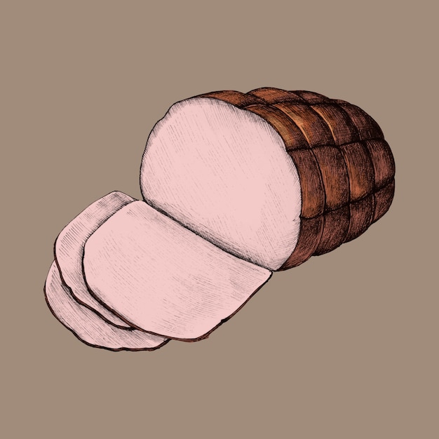 Illustrazione di un prosciutto smaltato