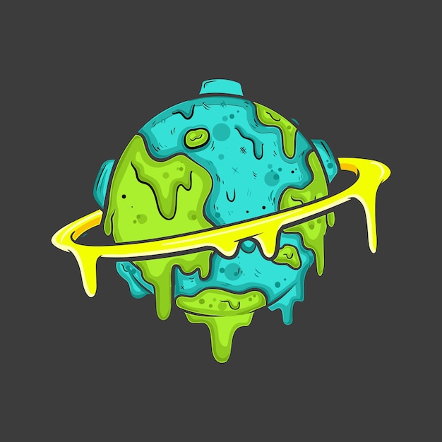Illustration of globe earth that melts