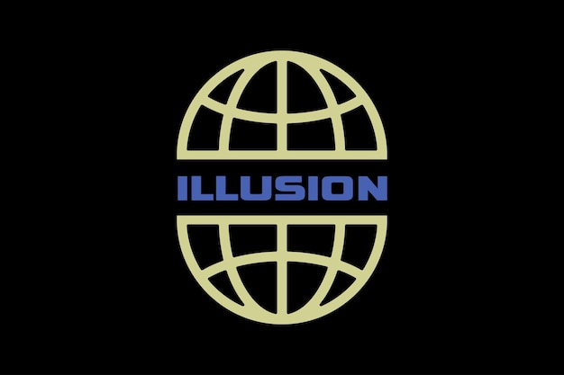 An illustration of a globe with the word illusion on it