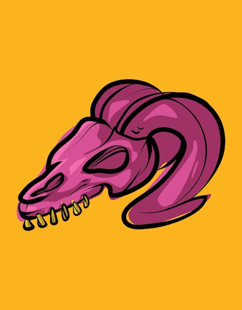 Vector illustration of goat skull in pop art style