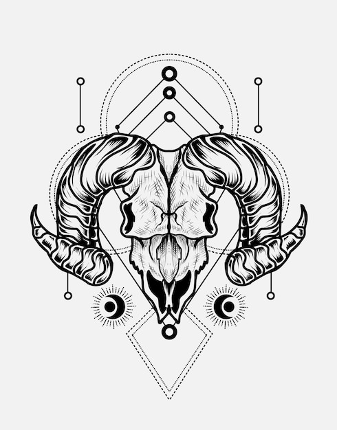 Vector illustration goat skull with sacred geometry