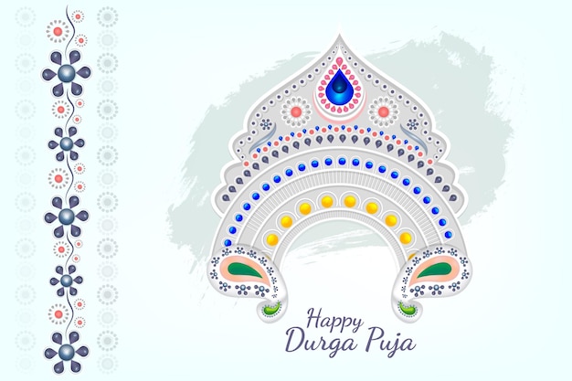 Illustration of goddess durga in happy dussehra navratri background with durga deity