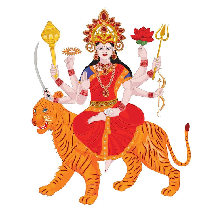 वेक्टर illustration of goddess happy durga puja subh navratri celebration icon