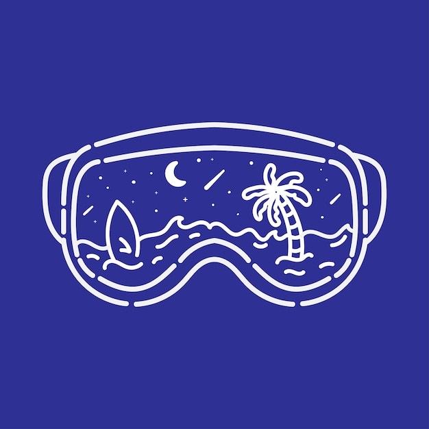 illustration of goggles and beach scene