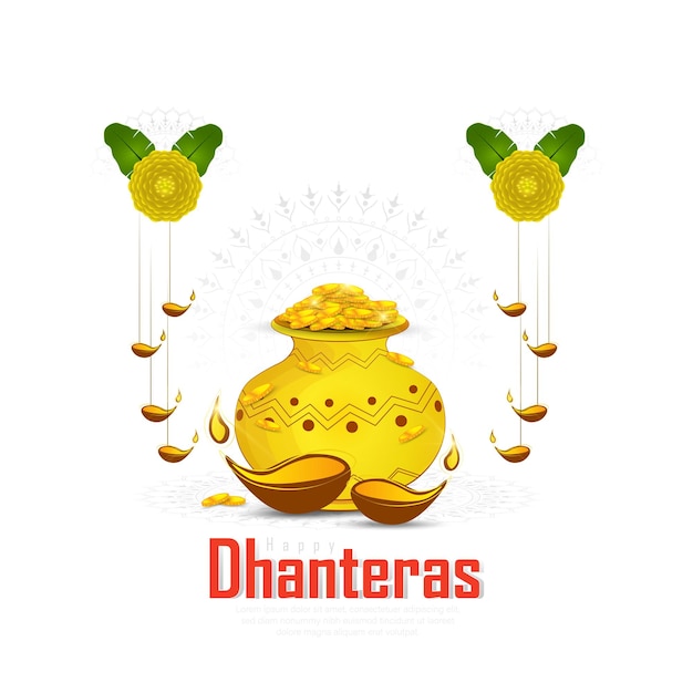 Dhanteras 축하-해피 Dhanteras를 위한 냄비에 금화의 그림. 웹 페이지, 포스터 및 금지