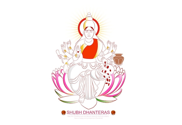 Illustrazione della moneta d'oro in vaso, impronte per la celebrazione di dhanteras