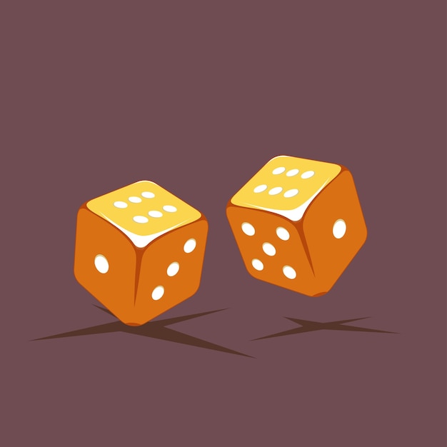 Vector illustration of golden dices shows the sum of the number twelve