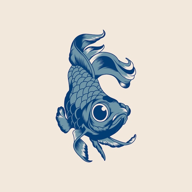 Vector illustration of golden fish with big eyes vector design