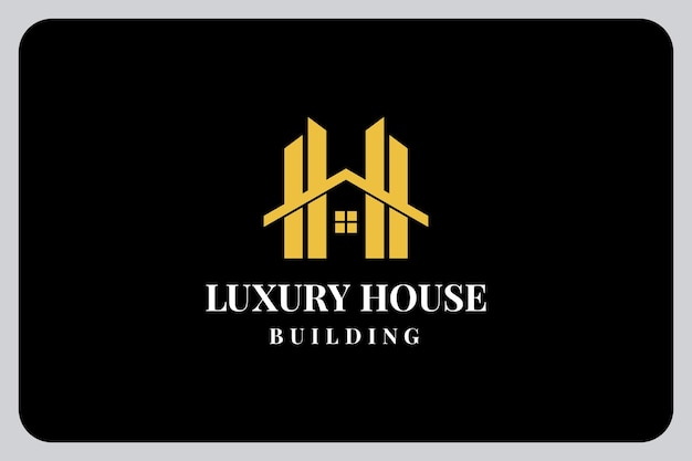 Illustration Golden Luxury House Building Architecture and Initial letter H logo design vector