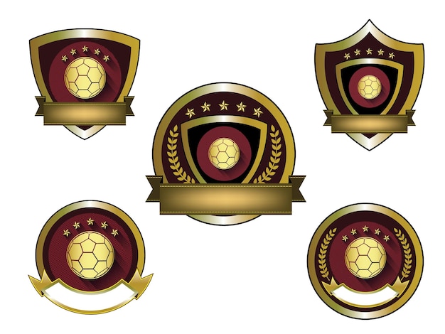 Illustration of golden soccer logo set