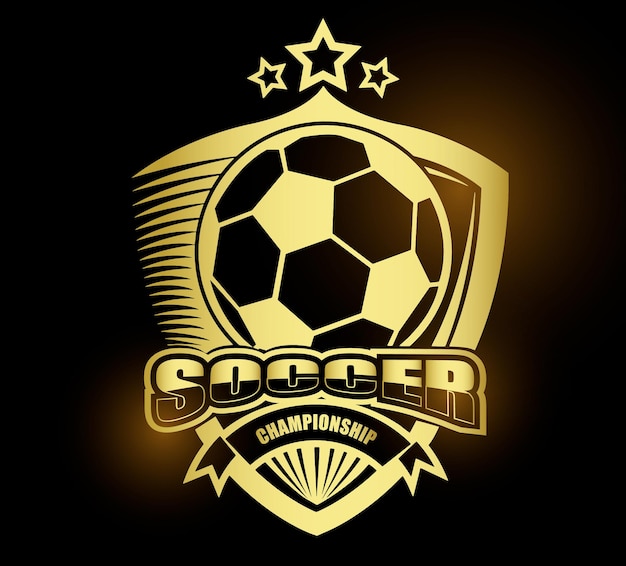 Vector illustration of golden soccer symbol or label