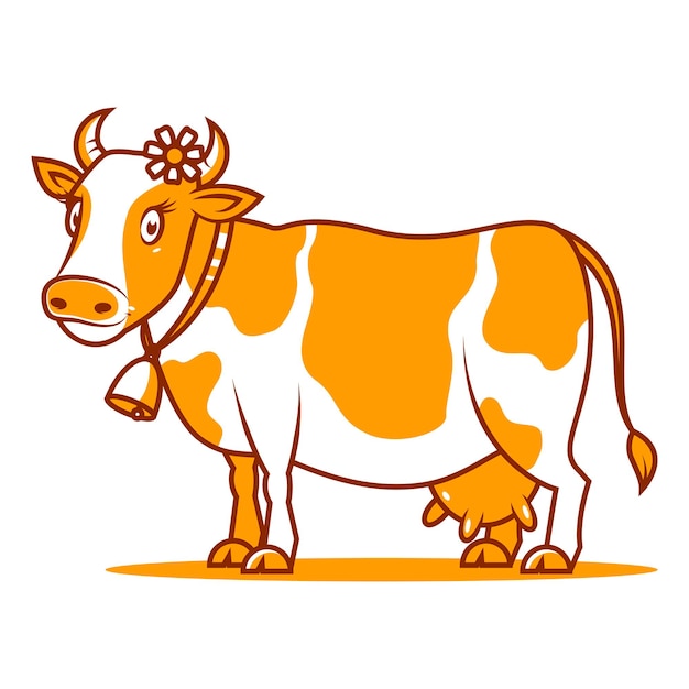 Иллюстрация, добрая корова улыбается, формат eps 10