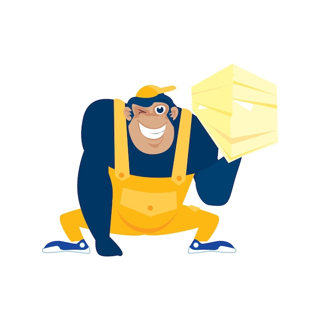 Vector illustration of a gorilla in an inventory system vector