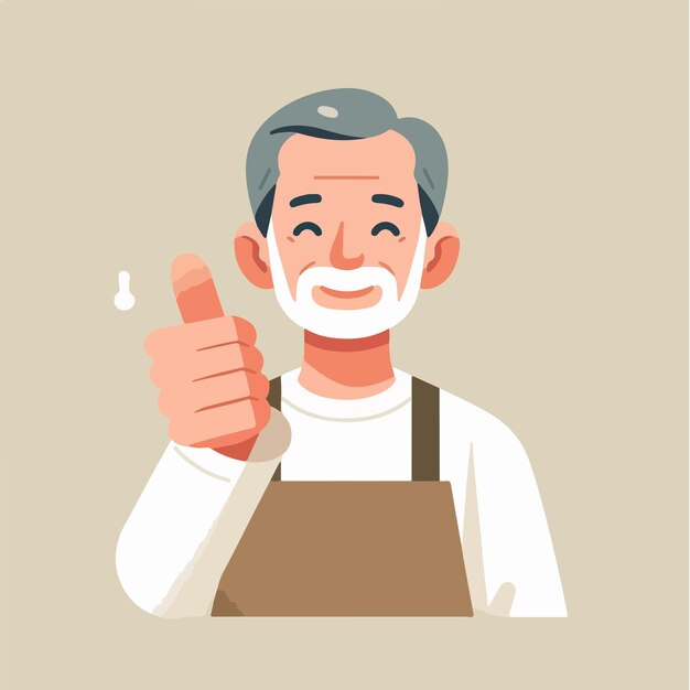 Vector illustration of a grandfather giving a thumbs up in a flat design style
