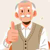 Vector illustration of a grandfather giving a thumbs up in a flat design style