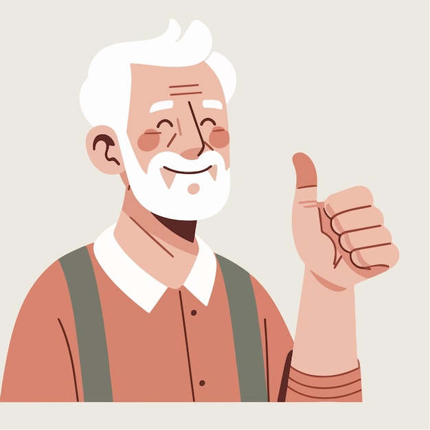 Vector illustration of a grandfather giving a thumbs up in a flat design style