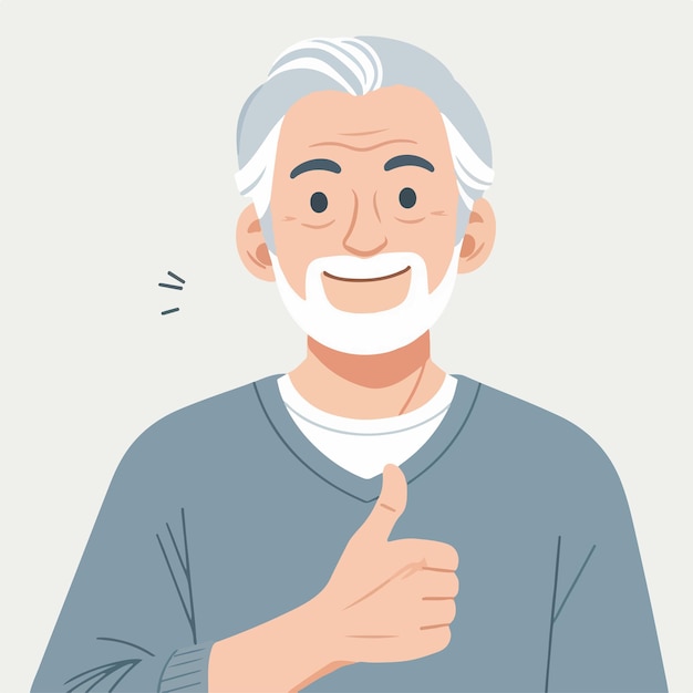 Vector illustration of a grandfather giving a thumbs up in a flat design style