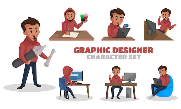 Illustrazione del set di caratteri graphic designer