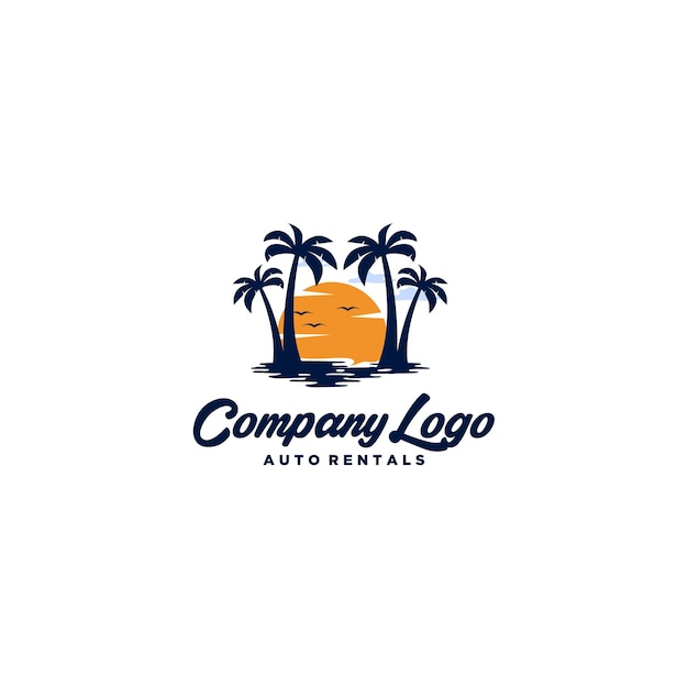 illustration graphic of tropical and beach logo design Free Vector