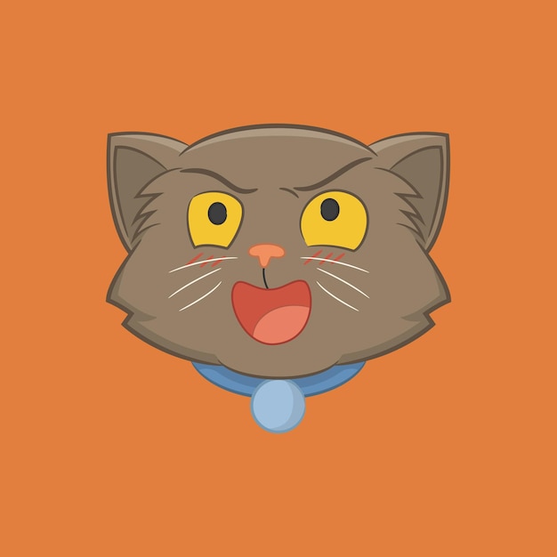 Illustration of gray cat with happy expression