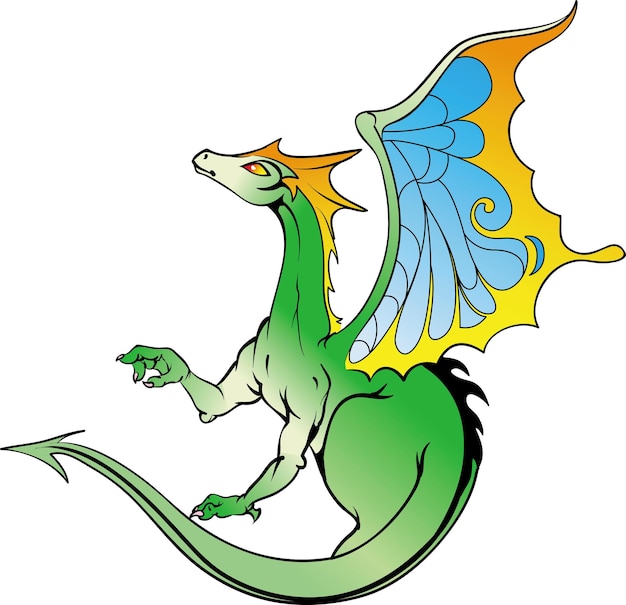 Illustration of a green dragon