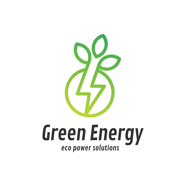 Concetto di design del logo di energia verde. logo della soluzione energetica ecologica. dima elettrica v