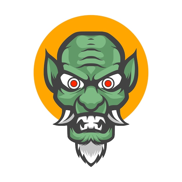 Illustration of a green goblin with red eyes