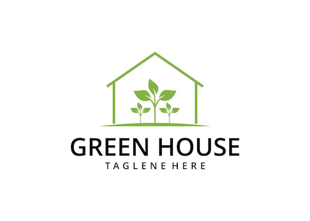 Illustration Green House Logo Template Design Vector.