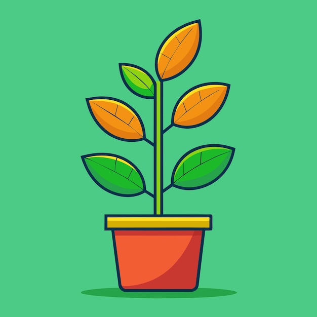 Illustration of green young sprout flower growing in soil or pot