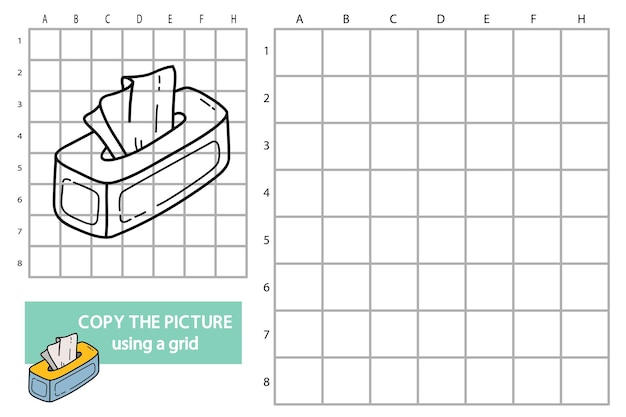 Illustrazione della griglia copia immagine puzzle game educativo con salviette per neonati doodle
