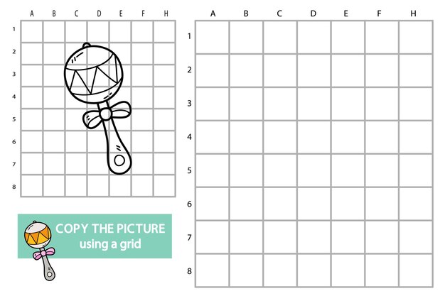 illustration of grid copy picture educational puzzle game with doodle maracas