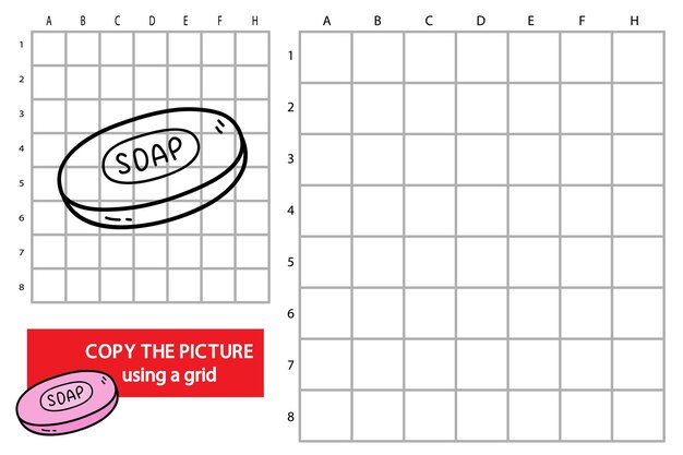 illustration of grid copy picture educational puzzle game with doodle soap