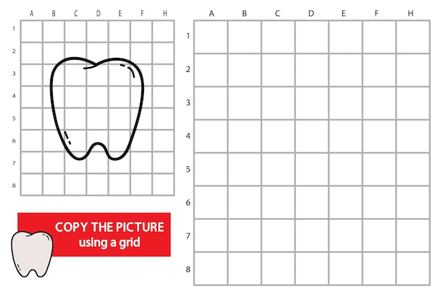 낙서 치아와 그리드 복사 그림 교육 퍼즐 게임의 그림