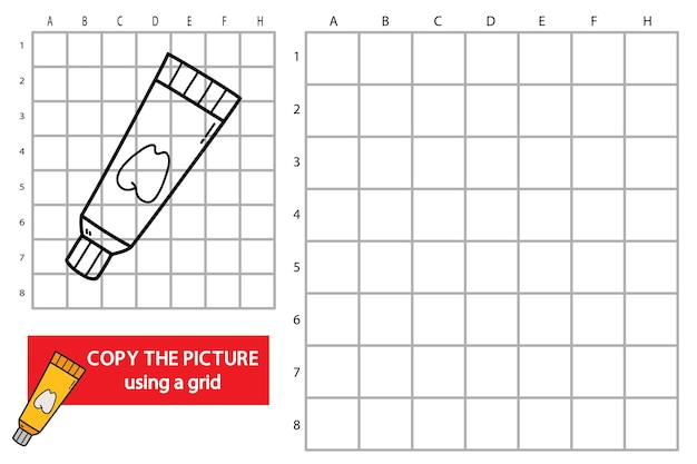 illustration of grid copy picture educational puzzle game with doodle toothpaste