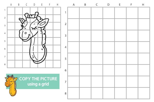 illustration of grid copy picture educational puzzle game with doodle wall decor