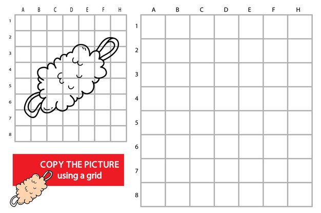 illustration of grid copy picture educational puzzle game with doodle  washcloth