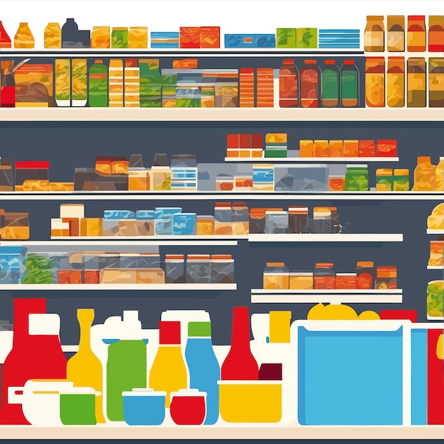 illustration grocery shopping supermarket