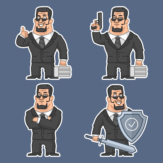 Illustration, guard in various poses stickers 2, format EPS 10