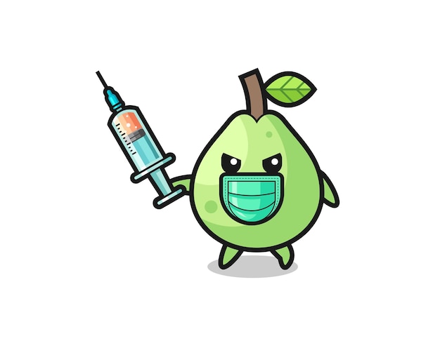 Illustration of the guava to fight the virus cute design