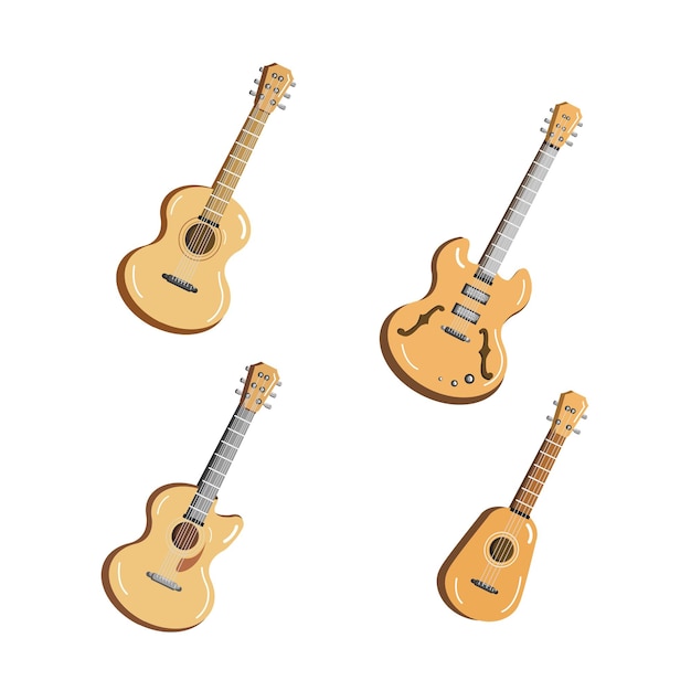 Illustration of a guitar musical instrument collection