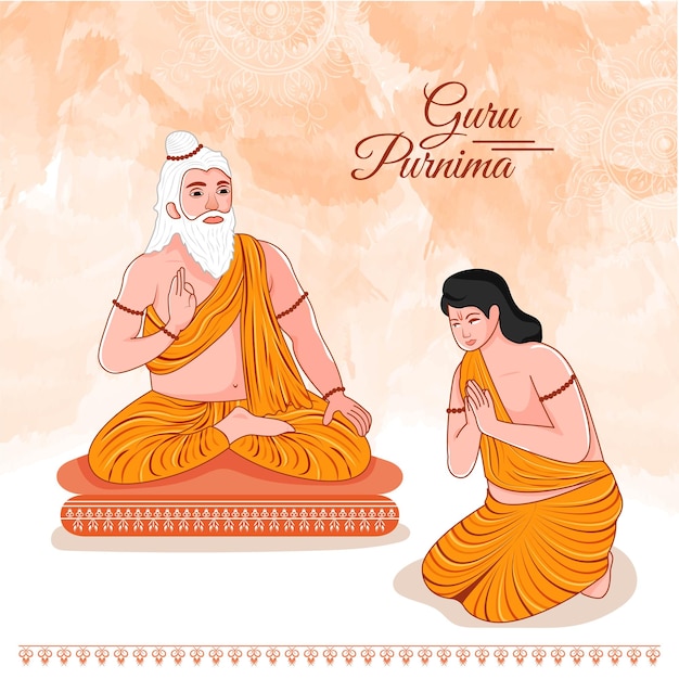 Illustration for Guru Purnima festival of Nepalese and Indian dedicated to spiritual teachers