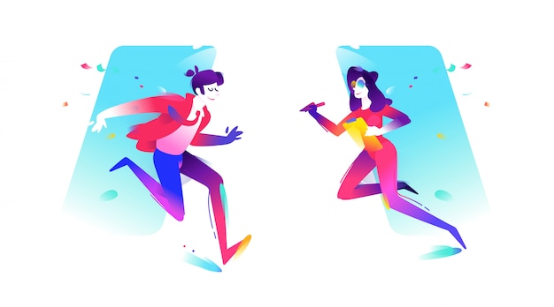 Vector illustration of a guy and a girl