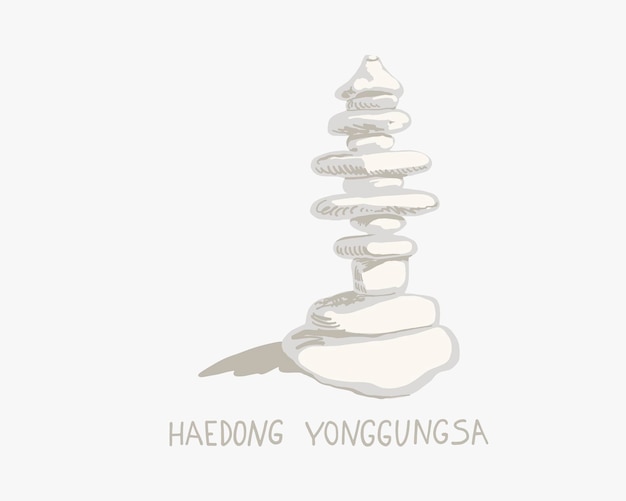 Illustration of haedong yonggungsa seaside temple in busan south korea