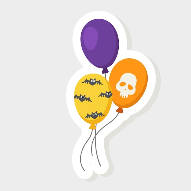 Vector illustration halloween balloon sticker icon