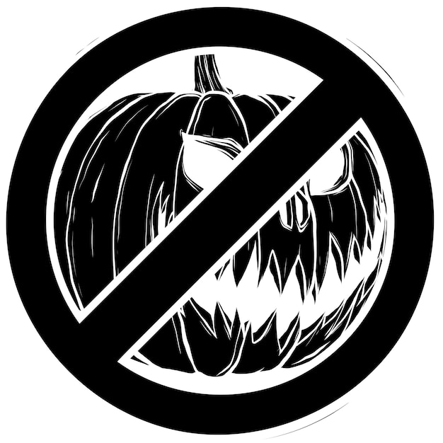 illustration of halloween pumpkin with forbidden symbol