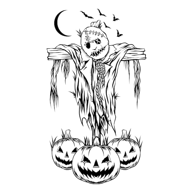 Vector illustration of halloween scarecrow