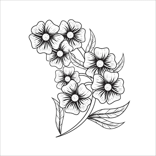 花のイラストの手描き