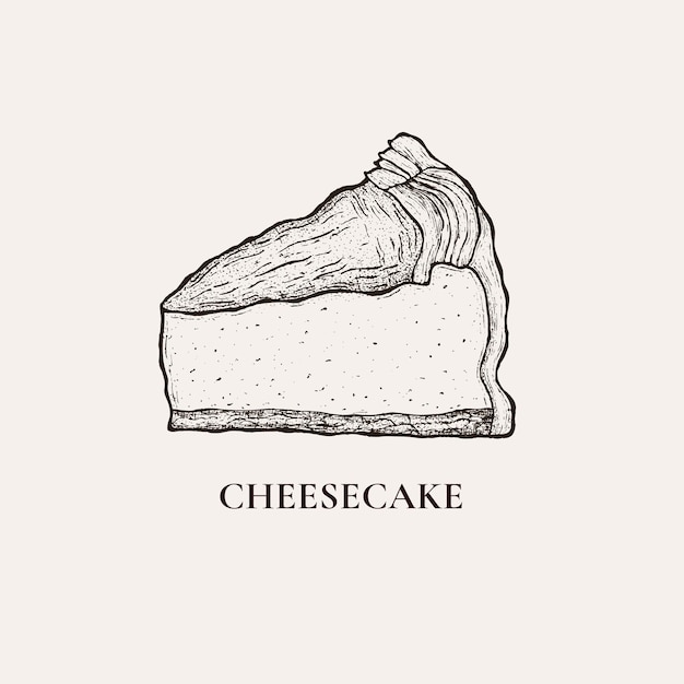 Vector illustration of hand drawn cheesecake cake illustration for logo and packaging design