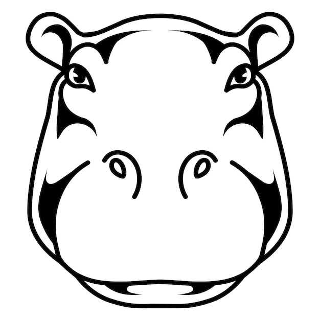 Vector illustration of hand drawn of hippotatamus head line art