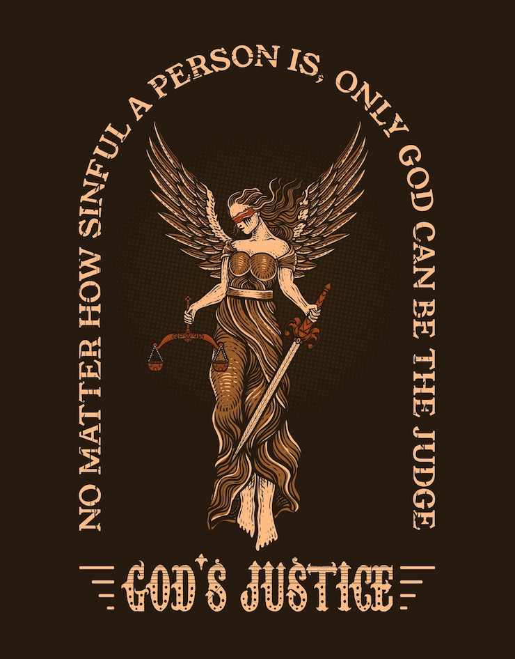 वेक्टर illustration hand drawn justice angel woman with quotes